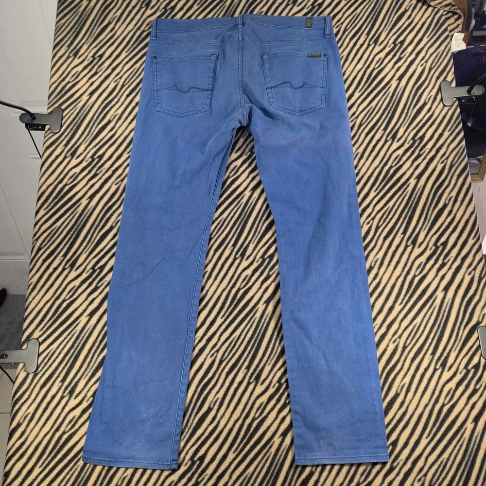 7 For All Mankind Slimmy Slim Straight Jeans Blue Mens Size 36 Stretch